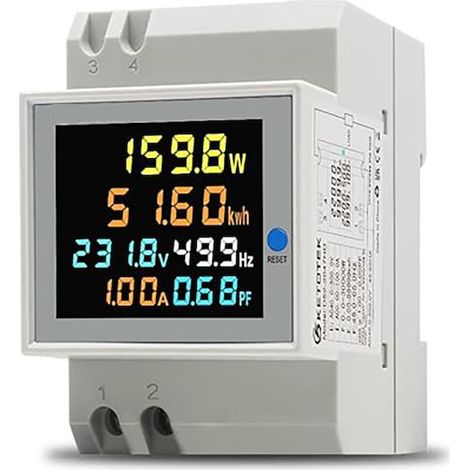 Contatore elettrico monofase da kWh, 6 in 1, display LCD HD, funzione di azzeramento, 40-300 V, 100 A, misurazione e controllo, tensione, corrente elettrica, consumo energetico, frequenza, potenza, bi (1/5)