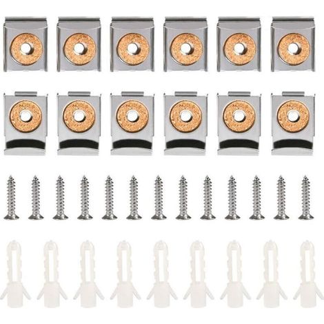Spiegelbefestigungen, 16-teilige Wandspiegelhalterung mit Edelstahlklammern, Spiegelklammern 32 x 24 mm zur Spiegelbefestigung, Spiegelhalterungen mit Bolzen und Schrauben für Badezimmer, Garderobe (1/4)