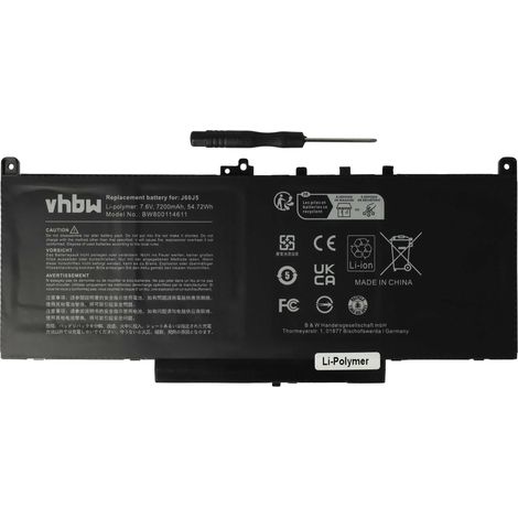 vhbw Akku Ersatz für Dell 451-BBSY, GG4FM, 451-BBSU, 451-BBSX, 242WD, J60J5, 0PDNM2, 1W2Y2, 0F1KTM, 0MC34Y für Notebook (7200 mAh, 7,6 V, Li-Polymer) (1/5)