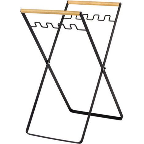 Coocheer – Porta sacchi della spazzatura pieghevole in ferro – Contiene 2 sacchi della spazzatura – Manici in legno – Facile da riporre – Ideale per giardino, campeggio e riciclaggio
