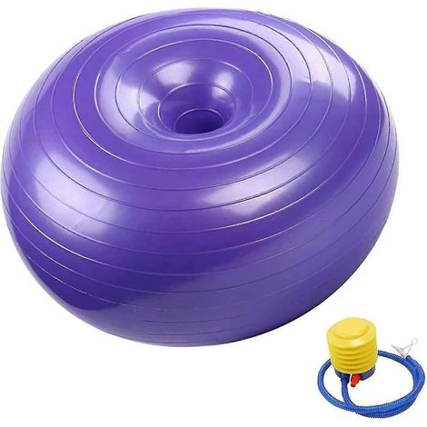Ballon de stabilité en forme de donut, ballon de yoga, ballon d'exercice de 55 cm avec pompe, violet