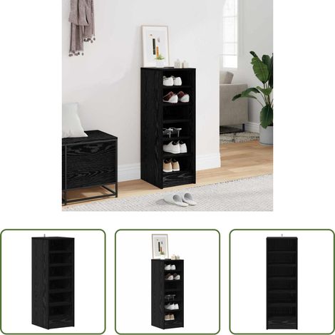 vidaXL Meuble de rangement - Cabinet à chaussures avec étagère Chêne noir 32 x 35 x 90 cm (1/5)