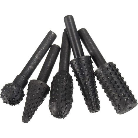 5-teiliges Set rotierender Holzbearbeitungsfeilen, elektrische Schleifköpfe, Holzfeilen, Schnitzmesser, Schleifköpfe für Teetablettwurzeln, Schwarz (1/5)