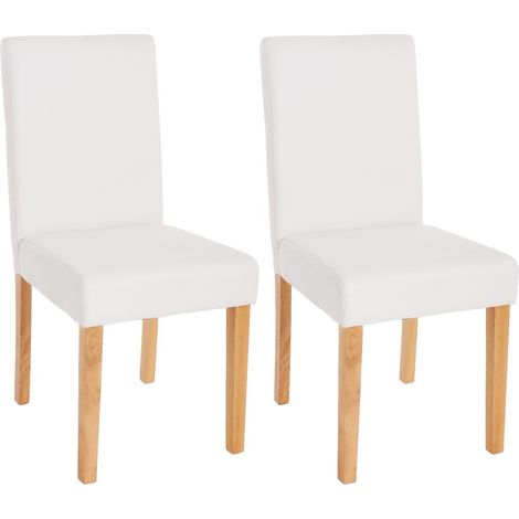 Lot de 2 chaises de salle à manger synthétique blanc mat pieds clairs CDS04038 (1/5)