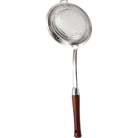 Cuillère-Écumoire - Passoire à Mailles Fines - Acier Inoxydable 304 - Poignée en Bois de Palissandre - 42,5 cm - Pour Cuisine et Friture (1/5)