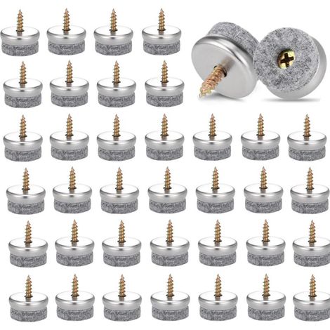 42pcs Patin Chaise a Visser Feutre, Vis Patins en Feutre, Patin Meuble Ave Feutres épai De 5mm sont Une Protection Idéale du Pied De Chaise, avec Une Installation Facile par Vis (Gris) (1/5)