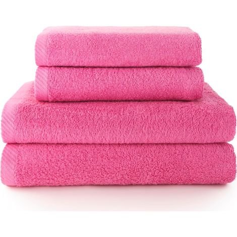 Plafonnier Cristal Serviette de Bain - Lot de 4 - Coton - Absorption Rapide - Salle de Bain - Fraise (1/5)