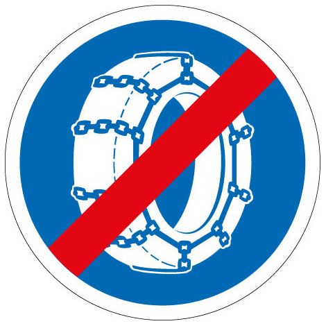 PANNEAU ROUTIER INTERDICTION PNEUS CHAINES (B44) - Diamètre 450 mm (1/2)