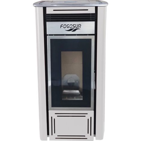 MF - Estufa de Pellets Canalizable Modelo AINHOA de 14,5 kW con 2 Canalizaciones Independientes para Calentar hasta 390 m³ - Blanco (1/5)