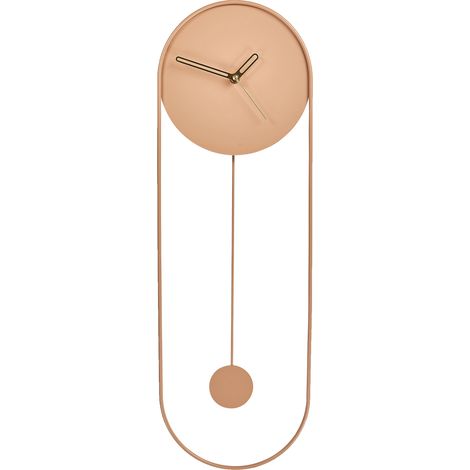 Reloj de pared decoración colgante 20 x 62 cm diseño moderno minimalista con péndulo decorativo sin números acero rosa Salvan