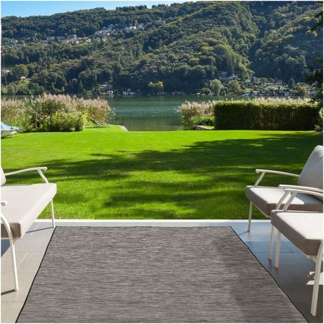 Tapis extérieur kilim 160x220 gris foncé rectangle CHINAIO (1/5)