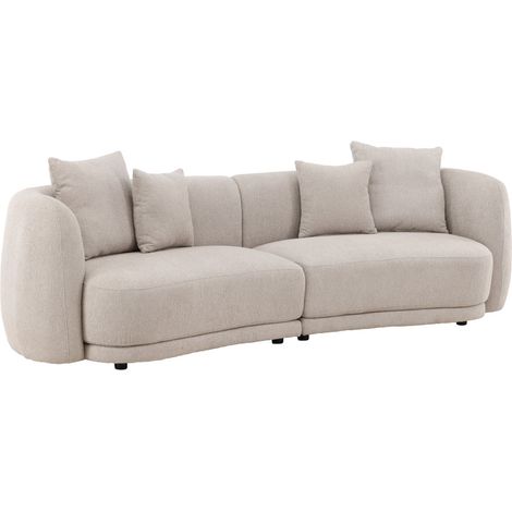 Canapé 3 Places Tissu Bouclé "Cielo" 268cm Beige