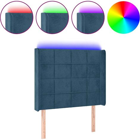 Testiera Testata del letto a LED Blu Scuro 93x16x118/128 cm in Velluto (1/5)
