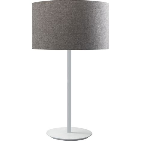 Lampe De Table Vivien Blanche Avec Abat-Jour Cylindrique Gris - Douille E27 Ip20 75W - Éclairage Intérieur Groupe Rossini (1/5)