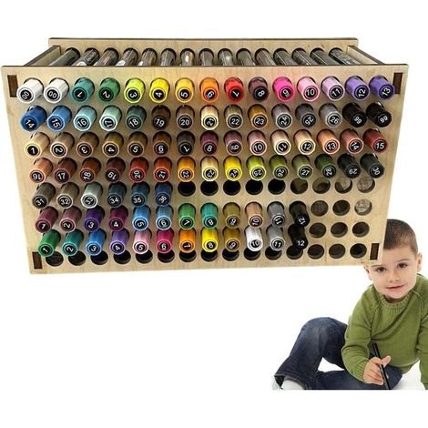 Porte-Pinceau Porte-Peinture en Bois - Art Brush Rack Organizer pour stylos, pinceaux, Crayons Couleur, marqueurs (1/5)