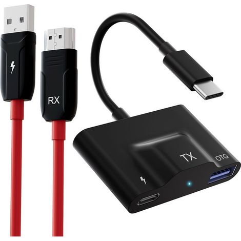 USB C vers HDMI sans Fil Émetteur et Récepteur, Prolongateu d'Affichage 1080P, Diffusion Vidéo/Audio Depuis Un Téléphone/Pad (1/5)