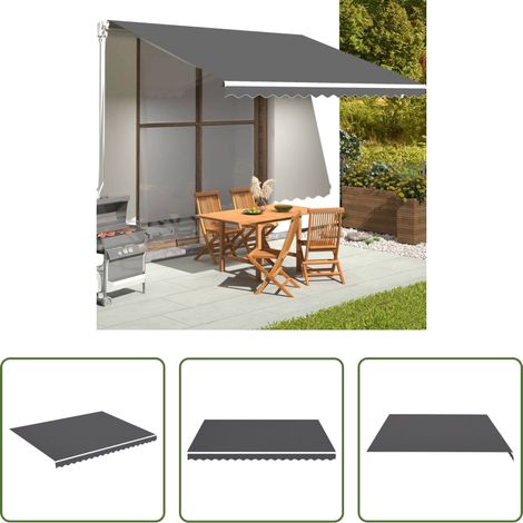Parasol de jardin - Tissu de remplacement pour auvent Anthracite 4,5x3,5 m (1/5)