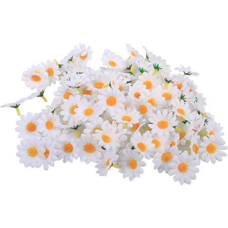 100 Fleurs Artificielles Marguerites en Tissu 4cm pour Décoration de Mariage (3 Blanc) (1/3)