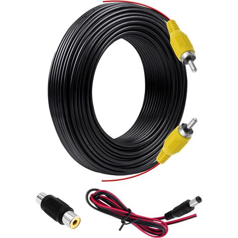 6M Cable Camera de Recul Double Blindage pour Connecter Moniteur et Camera de Recul, Video Cable Rallonge Male Male avec 1 Adaptateur RCA Femelle Femelle et 1M d'alimentation DC Extension (1/5)