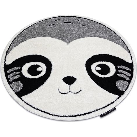 Moderner Kinderteppich JOY Kreis Panda für Kinder - strukturelle, zwei Ebenen aus Vlies grau / creme grey rund 120 cm