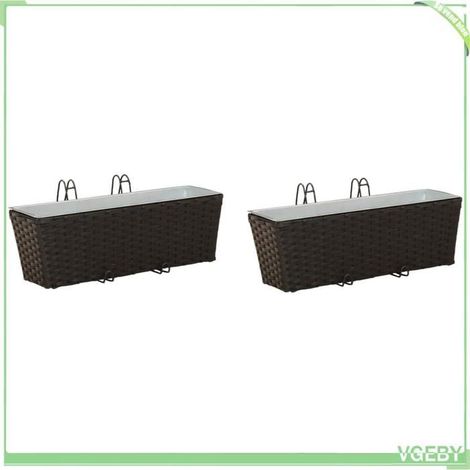Pot de balcon (garde-corps) - FAFEICY - 42026965 - Noir - Acier 50x17x17 cm - Lot de 2 (1/5)