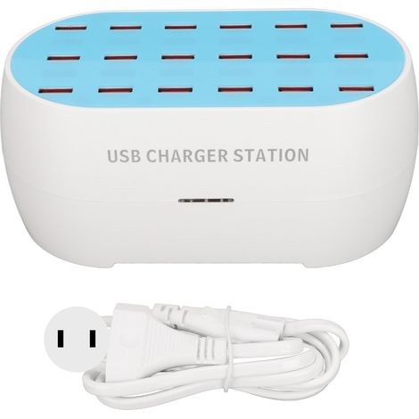 Station de charge USB 120W 18 ports, chargeur rapide multiprise pour smartphones, tablettes, avec prise US. (1/5)
