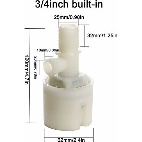 3/4 Valve de flotteur, la boîte de contrôle du niveau d'eau est une version améliorée de la valve de flotteur traditionnelle, utilisée dans les piscines, réservoirs de bétail, aquaculture, aquariums (1/4)