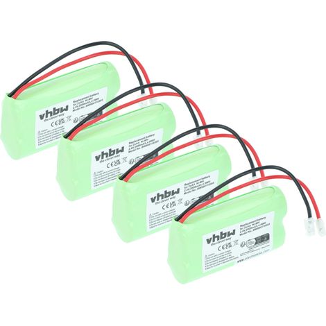 vhbw 4x Akkupack aus 2x AA Mignon für diverse Geräte (2000mAh, 2,4V, NiMH)
