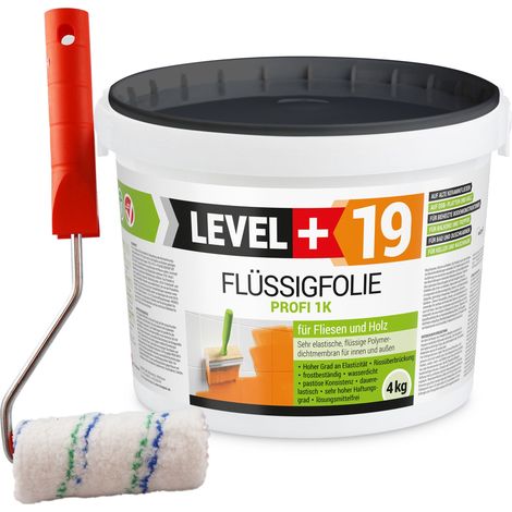 LEVEL+ Flüssigfolie Dichtfolie Holz L+19 - 4KG + Farbroller (1/5)