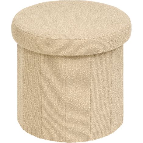Pouf Fink rond pliable D.38cm beige - Atmosphera créateur d'intérieur (1/4)