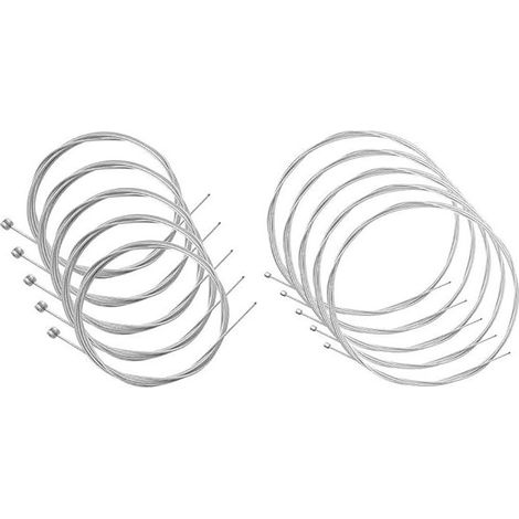 Câble de frein vélo universel 5X, acier galvanisé argent, 1,5x2000mm, VTT VTC BMX ville, adulte mixte, kit câblerie remplacement (1/5)