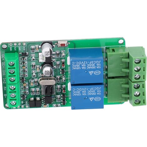 Module relais 2 canaux 12V, interrupteur double, entrées RS485/TTL, communication série, contrôle à distance, pour automatisation industrielle, haute compatibilité. (1/5)