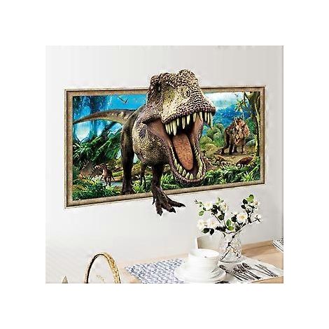 SZTXJ Dinosaurier-Wandaufkleber „Zerbrochen“ 3D Dekorative Wandaufkleber Abnehmbare Wanddekoration für Jungenzimmer, Babyzimmer, Kinderzimmer (23,6 x 35,4 Zoll)
