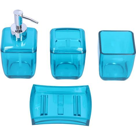 Bathroom set, soap dispenser, toothbrush holder, washing cup, dishwashing supplies, 4 pieces (1/5)