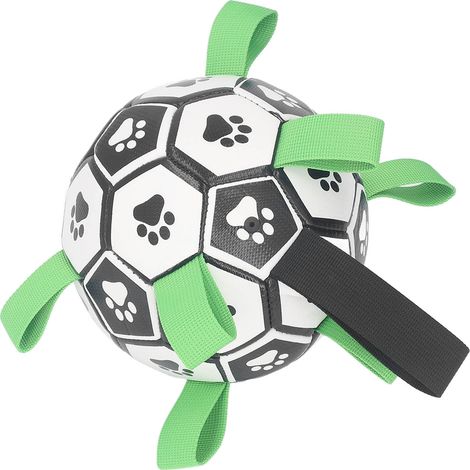 Balles de football pour chien avec son de clochette à l'intérieur, jouet à mâcher couineur pour chiens de grande, moyenne et petite taille (1/5)