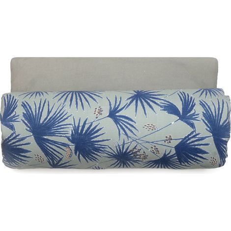 Housse d'édredon en lin lavé imprimé végétation éxotique doublé coton lavé uni PALAWAN 80x200 cm (1/5)