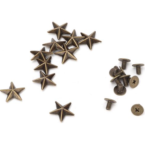 10 vis à rivets en métal en forme d'étoile, adaptées à la décoration DIY de sacs et de chaussures en cuir (14 mm bronze). (1/3)