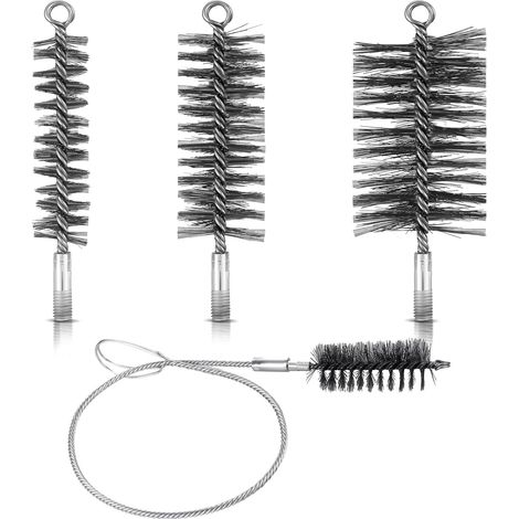 4 Pcs Set de Brosses de Ramonage de Cheminée 30/50/80/150MM Brosses de Tuyaux de Poêle Balais de Cheminée en Fil d'Acier avec Tige de Poussée Flexible (1/5)