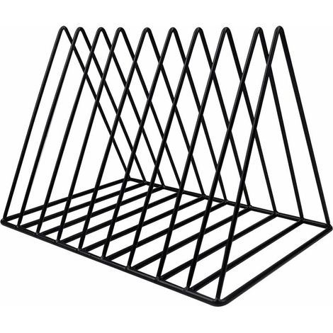 Porte-Revues - Support Triangulaire en Métal - 9 Emplacements - Pour Livres Magazines Journaux Disques Vinyles - Bureau Salon Maison - 26 x 18 x 18 cm