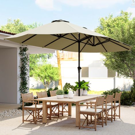 Doppelter Sonnenschirm 4x2,2 m für Terrasse und Garten, mit Handkurbel, wasserdicht und mit UV-Schutz 30+