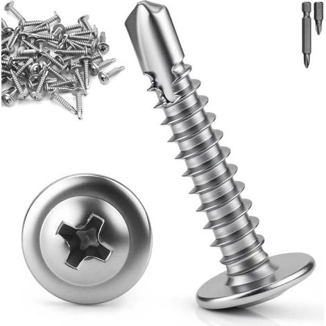 Vis Autoforeuse Metal M4,2X13Mm,80 Pièces Vis Autoforeuse Inox 410 Vise Autoperforante Ronde Phillips À Tête Fraisée Pour Bo[CA132] (1/5)