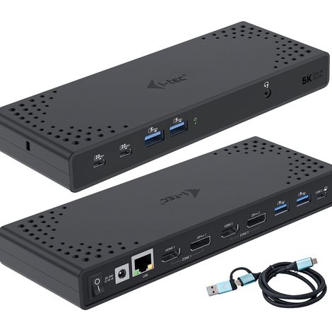 i-tec USB 3.0 / USB-C / Thunderbolt 3 Dual Display Docking Station Gen2 + Power Delivery 100W