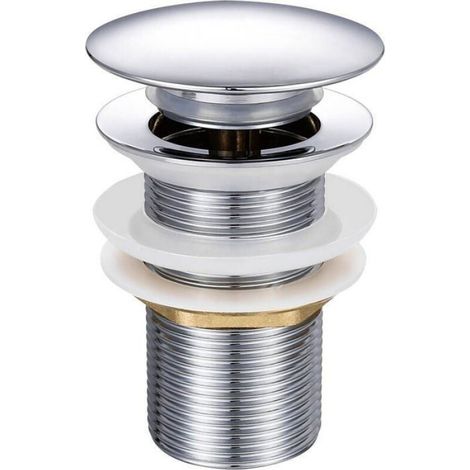 Bonde Lavabo Pop-up - Sans Trop-plein - Clapet Push Open - Laiton Chromé - Filetage G 1/4 - Pour Lavabo (1/5)