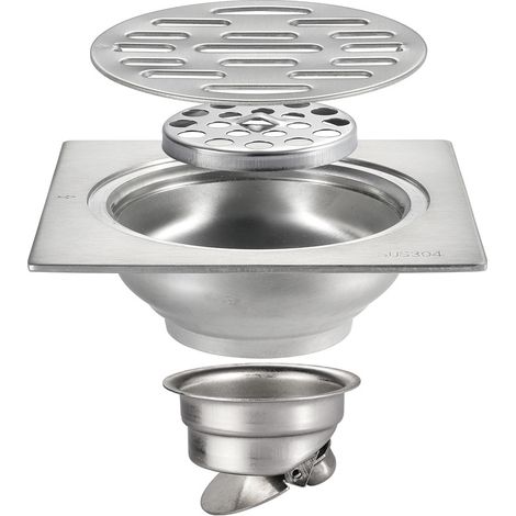 Siphon de sol - Siphon de sol extérieur pour salle de bain - Siphon de sol extérieur pour balcon épaissi anti-blocage, anti-insectes et anti-odeurs 10×10cm (1/5)