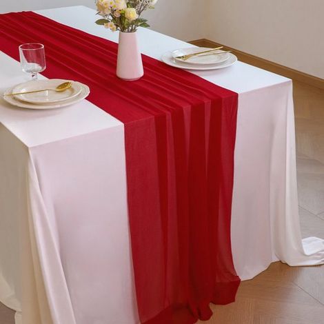 Camino de mesa de gasa translúcida,75x300cm Camino de mesa de tul romántico,Decoración de mesa de estilo bohemio,Adecuado para bodas (1/5)