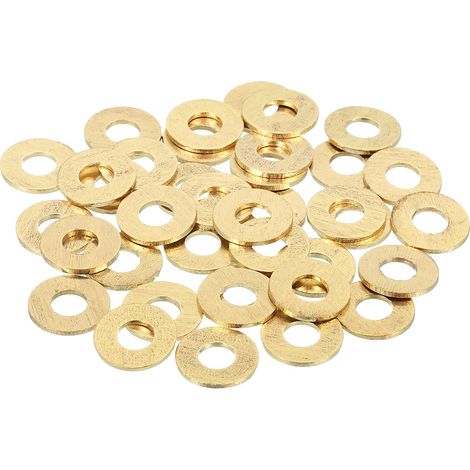 58Pcs Rondelles Métal Plates en Laiton, Kit de Rondelles en Cuivre M5, ID 5mm, OD 12mm, Épaisseur 0.8mm pour Boulons Vis Réparation Mécanique, Construction Extérieure (1/5)