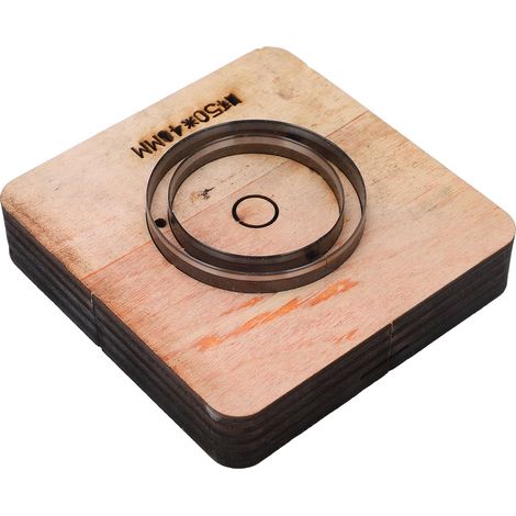 Emporte-pièce cuir rond à base bois, découpe nette précise, matrice 50 x 40 mm, outil de coupe artisanal. (1/5)