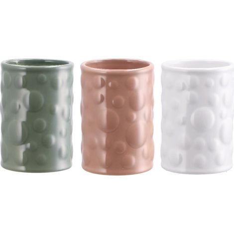 1 Pezzo Bicchiere Portaspazzolini in Ceramica Bolle 3 Colori (1/2)