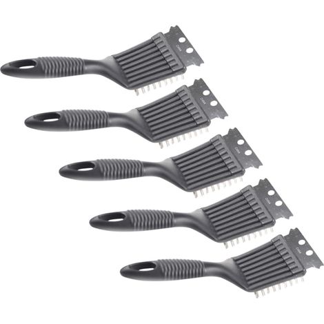 5-teiliges Grillreinigungsbürsten-Set aus Edelstahl mit Kunststoffgriff, multifunktionale Grillreinigungswerkzeuge (1/3)