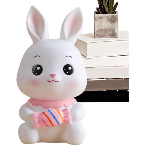 Rabbit Coin Bank for Kids, Shatterproof Bunny Money Saving Box Cute Animal Statue for Money Storage, Ideal Rabbit Figurine for Kids New Year Decor, Fun Savings Bank for Children (1/5)